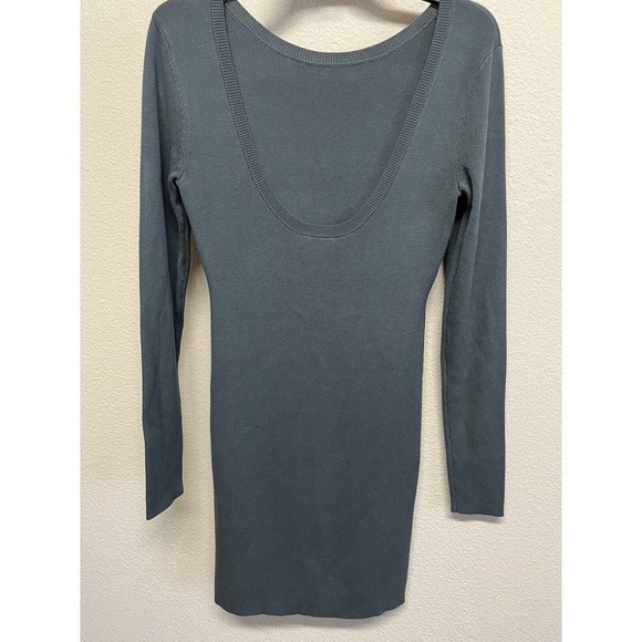 Open Edit Ribbed Long Sleeve Sweater Mini Dress Size S Green Urban NEW - Picture 8 of 9